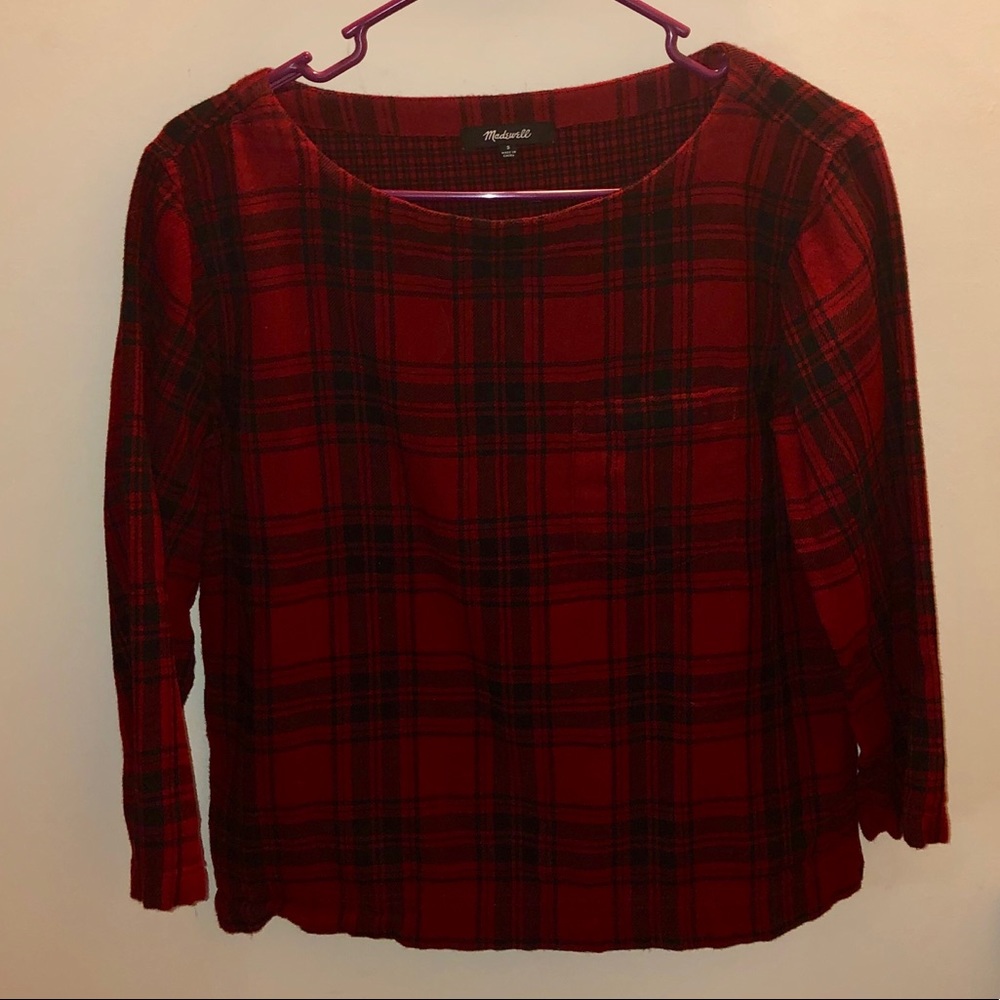 Madewell red flannel crop top